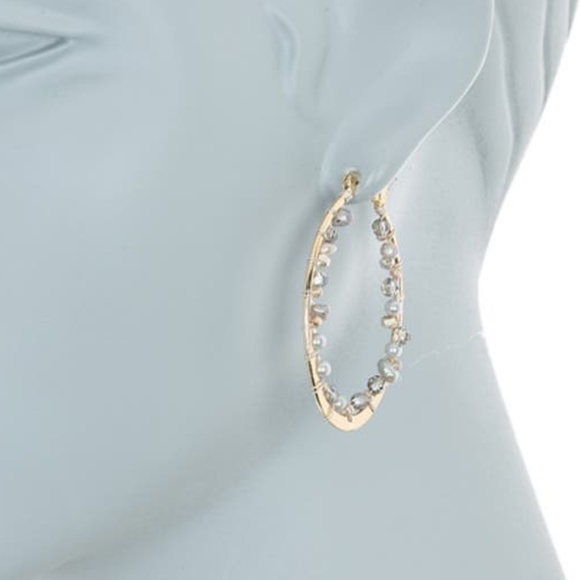 Freshwater Pearl Beaded Hoop Earrings - NWT - Picture 6 of 12